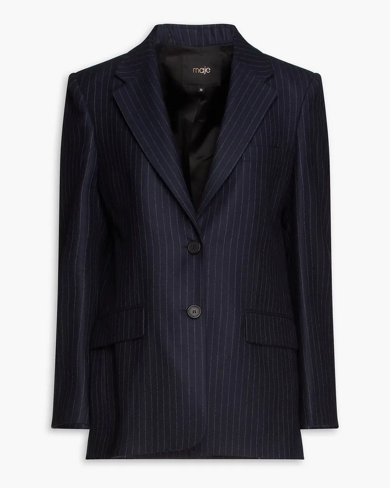 Maje Pinstriped wool and cashmere-blend blazer - Blue Blue