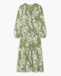 Reformation Brogan floral-print crepe de chine maxi dress - Green Green