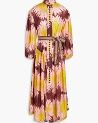 Zimmermann Shelly gathered tie-dyed silk-voile midi dress - Pink Pink