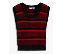 Striped ribbed wool vest - Red