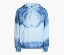 Printed French cotton-terry hoodie - Blue