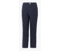 Linen straight-leg pants - Blue