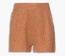 Maxine ribbed merino wool-blend shorts - Brown