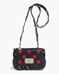 RED Valentino Rock Ruffle appliquéd leather shoulder bag - Black Black