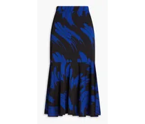 Haya fluted printed cady midi skirt - Black