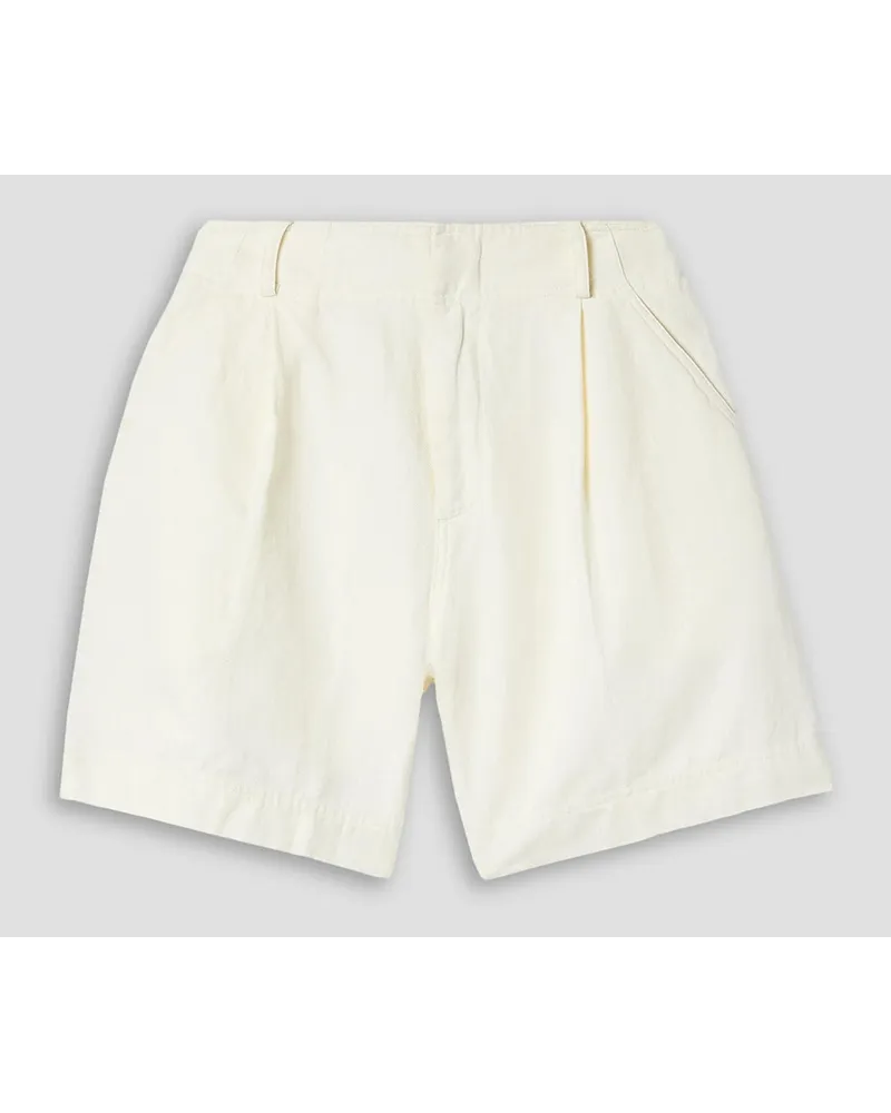 APIECE APART Francoise pleated linen and cotton-blend twill shorts - White White