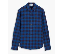 Checked cotton-flannel shirt - Blue