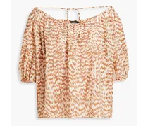Off-the-shoulder printed mousseline top - Neutral
