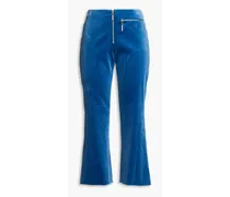 Cotton-blend velvet kick-flare pants - Blue