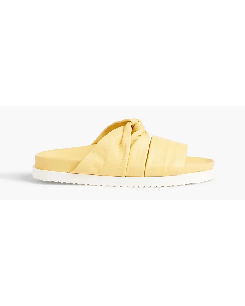 Twisted leather slides - Yellow