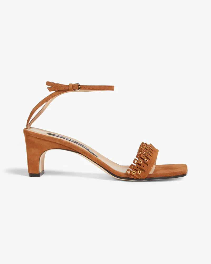 Sergio Rossi Eyelet-embellished suede sandals - Brown Brown