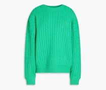 Cable-knit cotton-blend sweater - Green