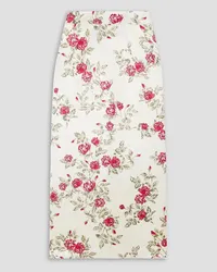 EMILIA WICKSTEAD Lorinda floral-print duchesse satin midi skirt - White White