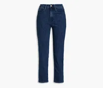 Kinley cropped high-rise straight-leg jeans - Blue