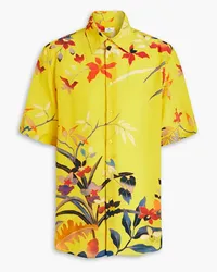 Etro Floral-print silk crepe de chine shirt - Yellow Yellow