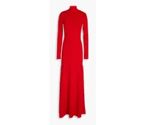Cutout stretch-knit turtleneck maxi dress - Red