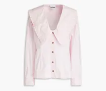 Ruffled-trimmed cotton-poplin shirt - Pink
