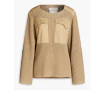 Kali twill-paneled knitted sweater - Neutral