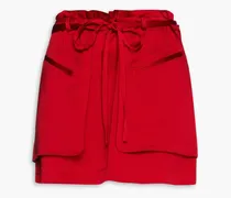 Gathered satin-crepe mini skirt - Red