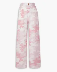 Lanvin Camouflage-print silk-blend jacquard wide-leg pants - Pink Pink