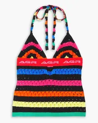 ARG Striped open-knit halterneck top - Multicolor Multicolor