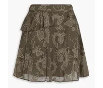 Ruffled fil coupé mini skirt - Green