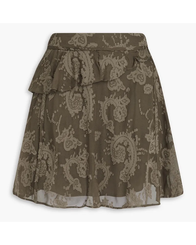 IRO Ruffled fil coupé mini skirt - Green Green