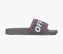 Logo-embroidered terry slides - Gray