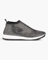 Jimmy Choo Norway embellished stretch-knit slip-on sneakers - Black Black