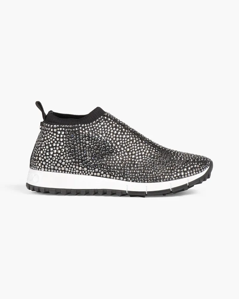 Norway embellished stretch-knit slip-on sneakers - Black