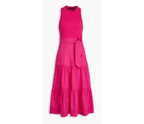 Austyn ribbed Pima cotton-blend jersey and poplin midi dress - Pink