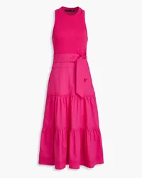 Veronica Beard Austyn ribbed Pima cotton-blend jersey and poplin midi dress - Pink Pink