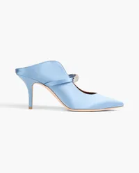 Malone Souliers Bella 70 crystal-embellished satin mules - Blue Blue