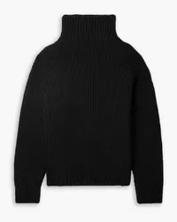 Anine Bing Sydney oversized ribbed-knit turtleneck sweater - Black Black