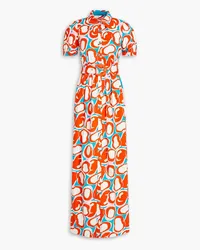 Diane von Furstenberg Paddy pleated printed stretch-cotton poplin maxi shirt dress - Red Red