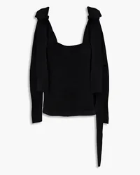 By Malene Birger Mei tie-detailed knitted top - Black Black