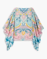 Etro Etro printed silk poncho - Blue Blue