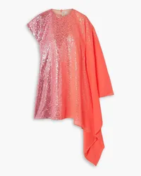 HALPERN Asymmetric sequin-embellished ombré chiffon mini dress - Orange Orange