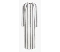 Striped gauze shirt dress - White
