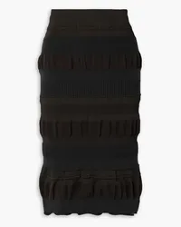 Acne Studios Two-tone tiered ribbed stretch-jersey skirt - Brown Brown