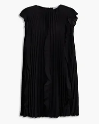 RED Valentino Ruffled pleated crepe mini dress - Black Black