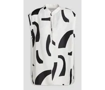 Printed silk-twill blouse - White