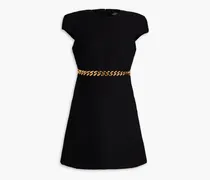Chain-embellished cotton-tweed mini dress - Black