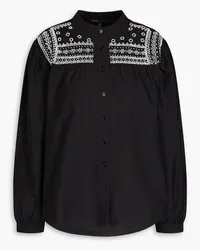 Maje Bead-embellished cotton-poplin shirt - Black Black