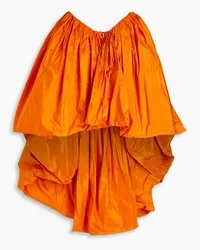 Oscar de la Renta Gathered silk-taffeta blouse - Orange Orange