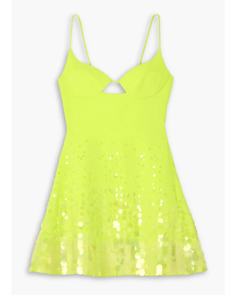 David Koma Sequin-embellished crepe mini dress - Yellow Yellow