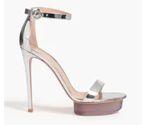 Godiva mirrored-leather platform sandals - Metallic