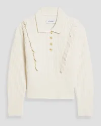 Derek Lam Noelia ruffled ribbed wool-blend polo sweater - White White