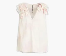 Ruffled tie-dyed cotton-mousseline top - Pink