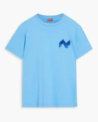 Missoni Embroidered cotton-jersey T-shirt - Blue Blue